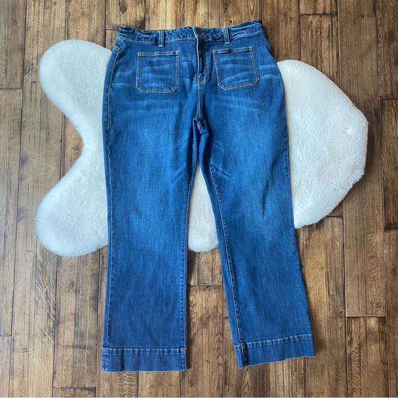 CAbi Denim - CAbi Patch Pocket High Waist Denim Flare Leg Jeans Size 16